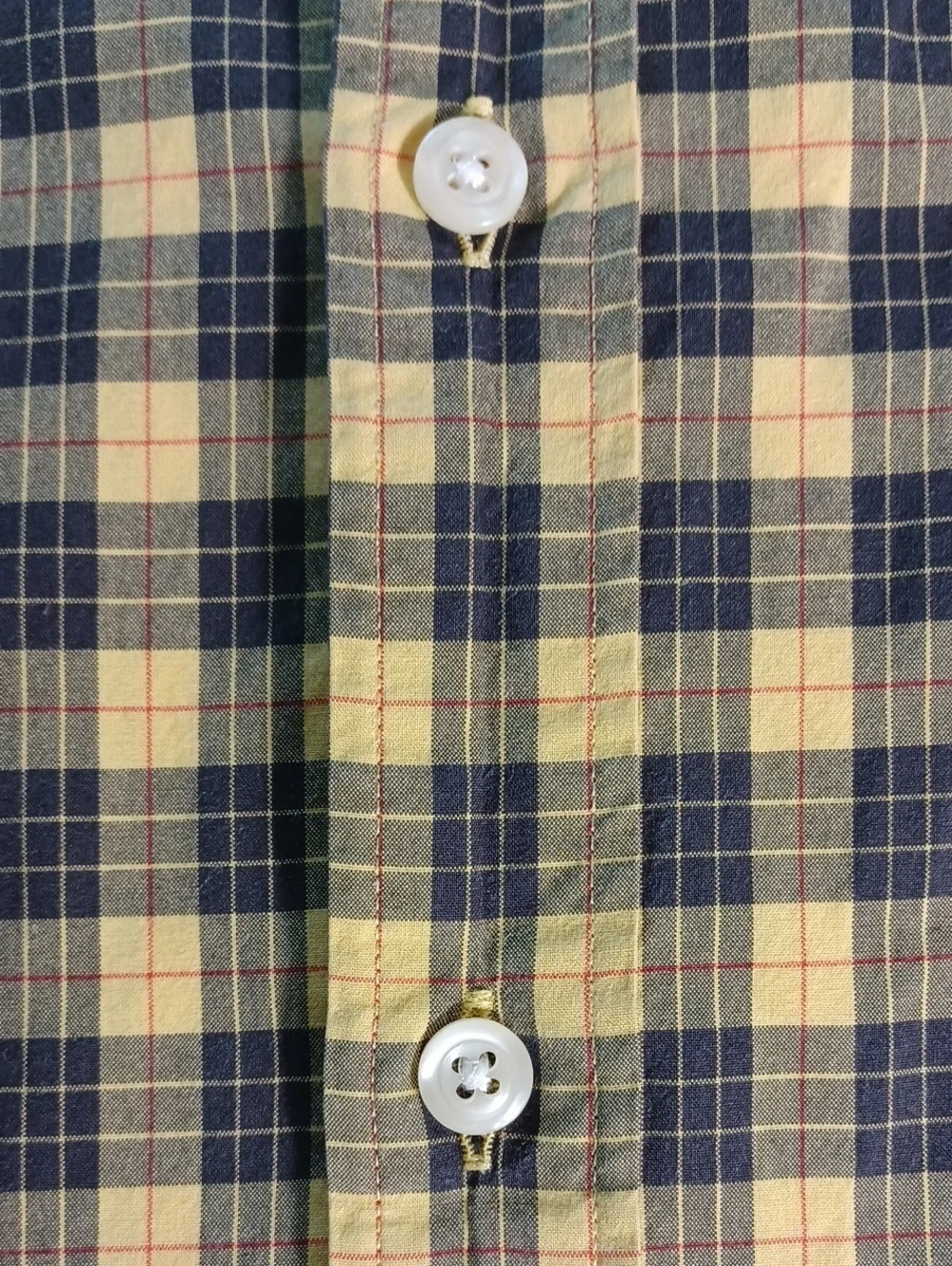 J. Crew Yellow and Black Plaid Long Sleeve Button-Down Cotton Shirt, Mens Small
